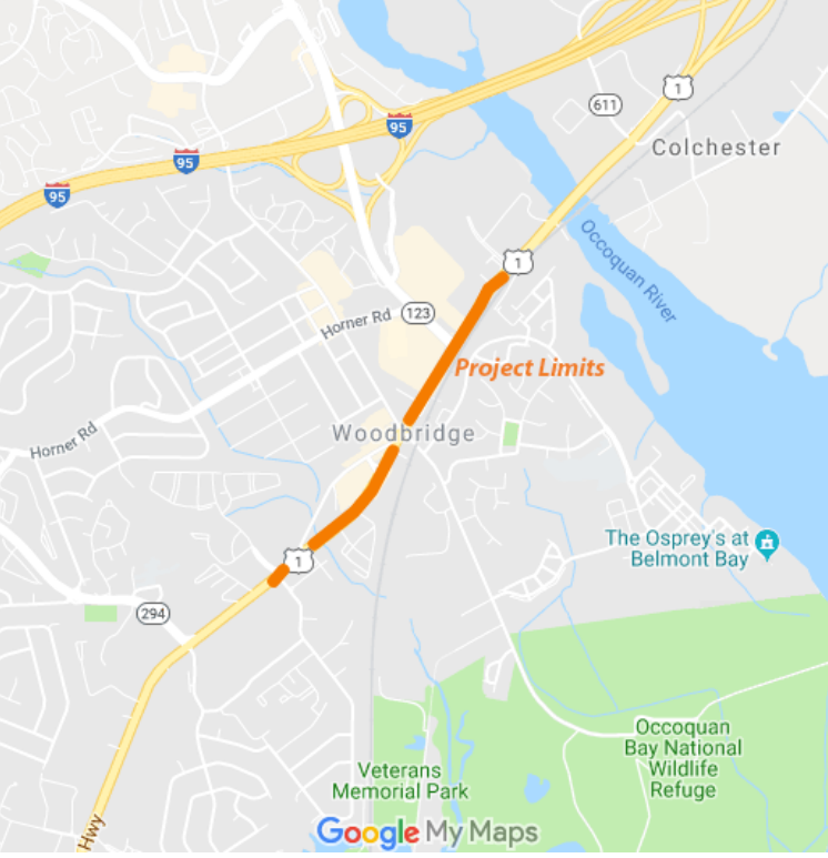 Northbound Traffic Switches To New Lanes On Route 1 In Woodbridge